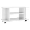 Mueble De Tv Con Ruedas Contrachapada Blanco Brillo 80x40x40 Cm