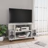 Mueble De Tv Con Ruedas Contrachapada Blanco Brillo 80x40x40 Cm