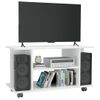 Mueble De Tv Con Ruedas Contrachapada Blanco Brillo 80x40x40 Cm