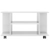 Mueble De Tv Con Ruedas Contrachapada Blanco Brillo 80x40x40 Cm