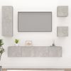 Set De Muebles De Tv 5 Piezas Madera Contrachapada Gris Hormigón