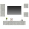 Set De Muebles De Tv 5 Piezas Madera Contrachapada Gris Hormigón