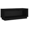 Mueble De Tv De Madera Maciza De Pino Negro 90x35x35 Cm