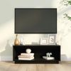 Mueble De Tv De Madera Maciza De Pino Negro 90x35x35 Cm