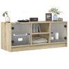 Mueble De Tv Con Puertas De Vidrio Roble Sonoma 102x37x42 Cm