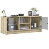 Mueble De Tv Con Puertas De Vidrio Roble Sonoma 102x37x42 Cm