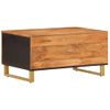 Mesa De Centro Madera Maciza De Mango Negro Marrón 80x50x40 Cm