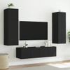 Muebles De Tv De Pared Con Led 6 Piezas Madera Ingeniería Negro