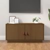 Mueble De Tv Madera Maciza De Pino Marrón Miel 80x34x40 Cm