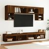 Muebles Tv Pared Con Led 6 Piezas Madera Ingeniería Marrón Roble