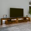 Mueble De Tv Con Luces Led Color Roble Ahumado 260x36,5x40 Cm