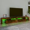 Mueble De Tv Con Luces Led Color Roble Ahumado 260x36,5x40 Cm