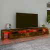 Mueble De Tv Con Luces Led Color Roble Ahumado 260x36,5x40 Cm