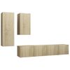 Muebles De Pared De Tv 4 Piezas Aglomerado Color Roble Sonoma