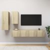 Muebles De Pared De Tv 4 Piezas Aglomerado Color Roble Sonoma