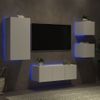 Muebles De Tv De Pared Con Led 5 Piezas Madera Ingeniería Blanco