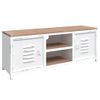 Mueble De Tv Hierro Y Madera Maciza De Abeto Blanco 110x30x40cm