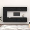 Muebles Para Tv 6 Piezas Madera Maciza De Pino Negro