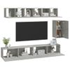 Set De Muebles De Tv 6 Piezas Madera Contrachapada Gris Hormigón