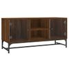 Mueble De Tv Con Puertas De Vidrio Marrón Roble 102x37x50 Cm