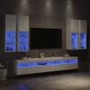 Muebles De Tv De Pared Con Luces Led 7 Piezas Blanco