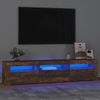 Mueble De Tv Con Luces Led Color Roble Ahumado 180x35x40 Cm