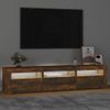 Mueble De Tv Con Luces Led Color Roble Ahumado 180x35x40 Cm