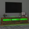 Mueble De Tv Con Luces Led Color Roble Ahumado 180x35x40 Cm