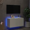 Mueble De Tv De Pared Con Luces Led Blanco 80x35x41 Cm