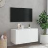 Mueble De Tv De Pared Con Luces Led Blanco 80x35x41 Cm