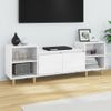 Mueble Para Tv Madera Contrachapada Blanco Brillo 160x35x55 Cm