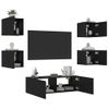 Muebles De Tv De Pared Con Luces Led 5 Piezas Negro