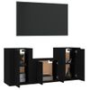 Set De Muebles Para Tv 3 Piezas Madera Contrachapada Negro