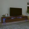 Mueble De Tv Con Luces Led Marrón Roble 260x36,5x40 Cm