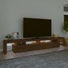 Mueble De Tv Con Luces Led Marrón Roble 260x36,5x40 Cm