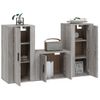 Set De Muebles Para Tv 3 Piezas Madera Contrachapada Gris Sonoma