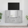 Set De Muebles De Tv 3 Piezas Madera Contrachapada Gris Hormigón