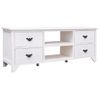 Mueble Para Tv Antiguo Madera De Paulownia Blanco 108x30x40 Cm