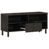 Mueble De Tv Madera Maciza De Mango Negro 100x33x46 Cm