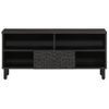 Mueble De Tv Madera Maciza De Mango Negro 100x33x46 Cm