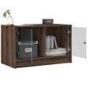 Mueble De Tv Con Puertas De Vidrio Marrón Roble 68x37x42 Cm