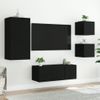 Muebles De Tv De Pared Con Led 5 Piezas Madera Ingeniería Negro