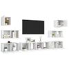 Set De Mueble Para Tv De 8 Piezas Madera Contrachapada Blanco