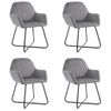 Conjunto De 4 Sillas De Comedor De Terciopelo Gris Patas De Acero Cds021621