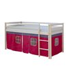 Cama Semi-alta Para Niños 90x200cm Con Escalera De Madera Lacada En Blanco Y Lona Rosa Incluida Lit06012