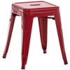 Taburete Bajo Altura 46 Cm Apilable Diseño Industrial En Metal Rojo M10_004487