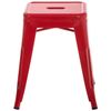 Taburete Bajo Altura 46 Cm Apilable Diseño Industrial En Metal Rojo M10_004487