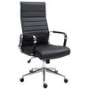 Silla De Escritorio Y Oficina Con Ruedas Respaldo Alto En Cuero Original Negro Y Metal Cromado M10_002723