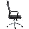 Silla De Escritorio Y Oficina Con Ruedas Respaldo Alto En Cuero Original Negro Y Metal Cromado M10_002723