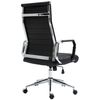 Silla De Escritorio Y Oficina Con Ruedas Respaldo Alto En Cuero Original Negro Y Metal Cromado M10_002723